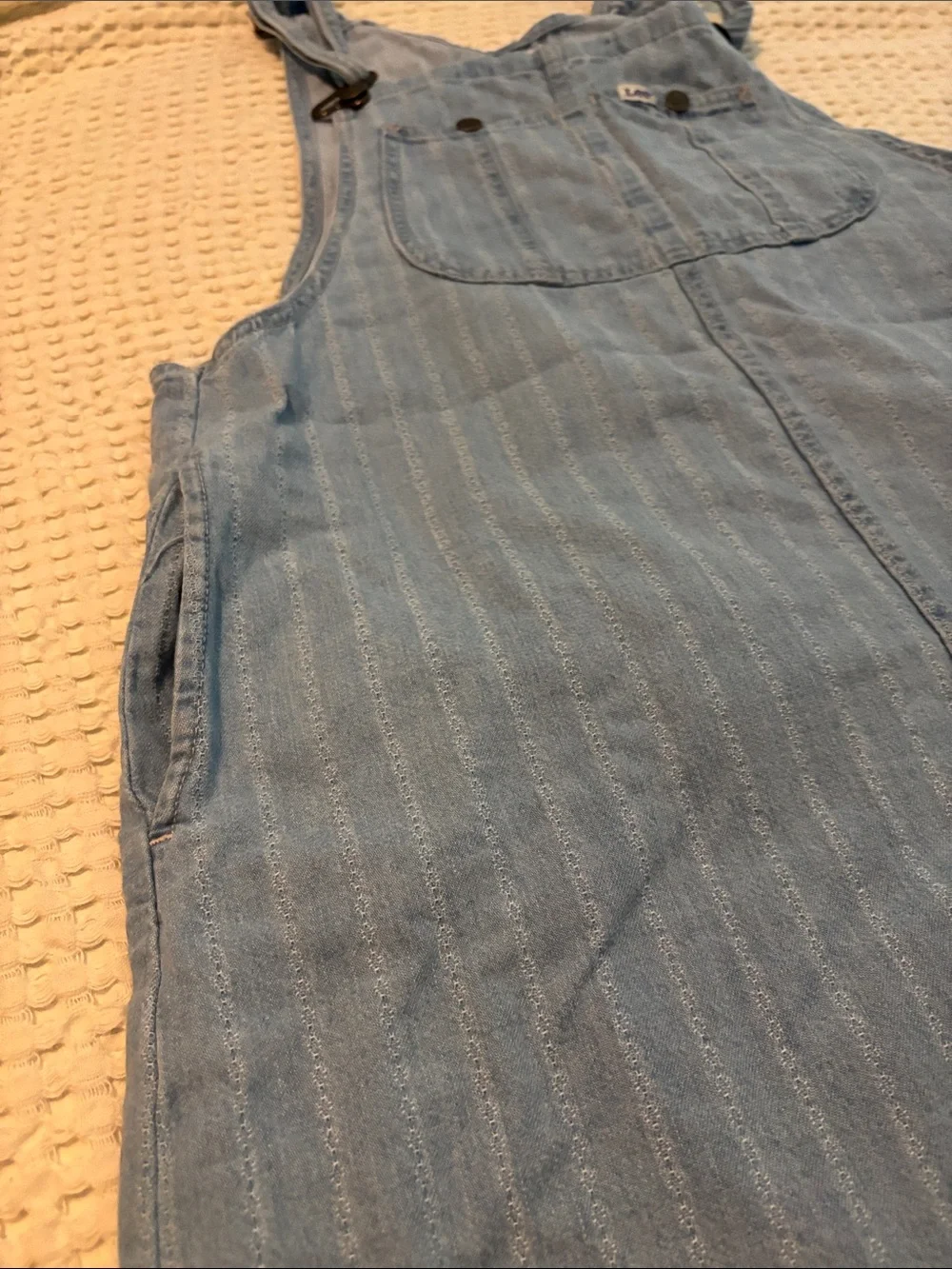 Lee Workwear Light Wash Denim Overalls Dress Jumper Sz L